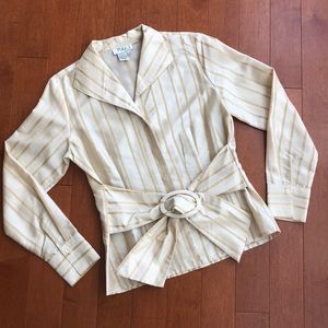 Gold Striped Belted Blouse